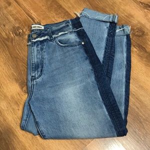 Free People Zee Gee Why Two Tone Mom Jeans